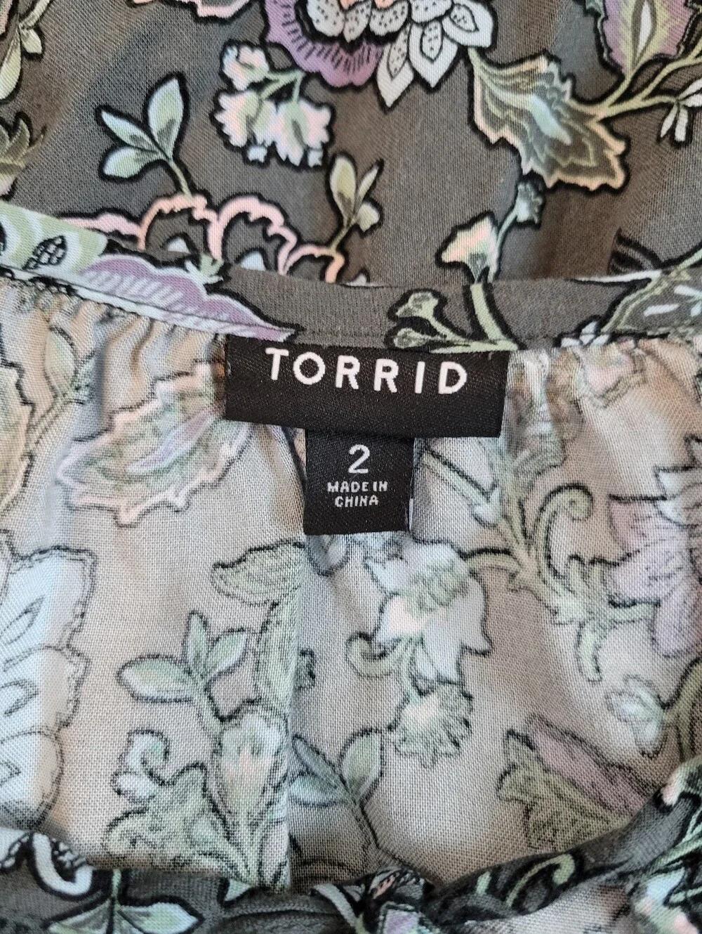 Torrid Gray Tea Length Challis Front Tiered A-line Dress Plus Size 2 2x - Picture 9 of 10